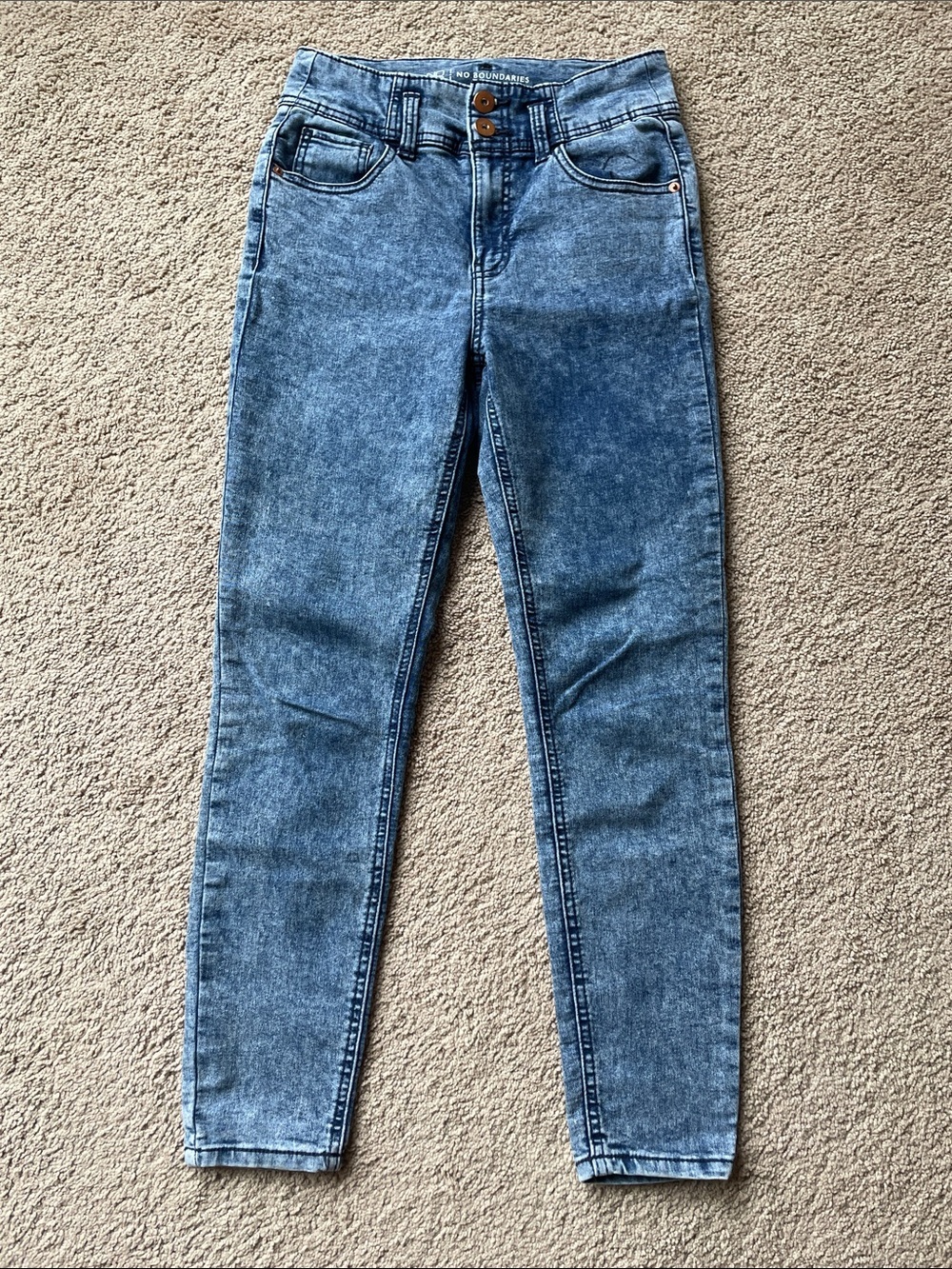 No Boundaries Junior Girls Skinny High-Rise Acid Wash Jeans 11